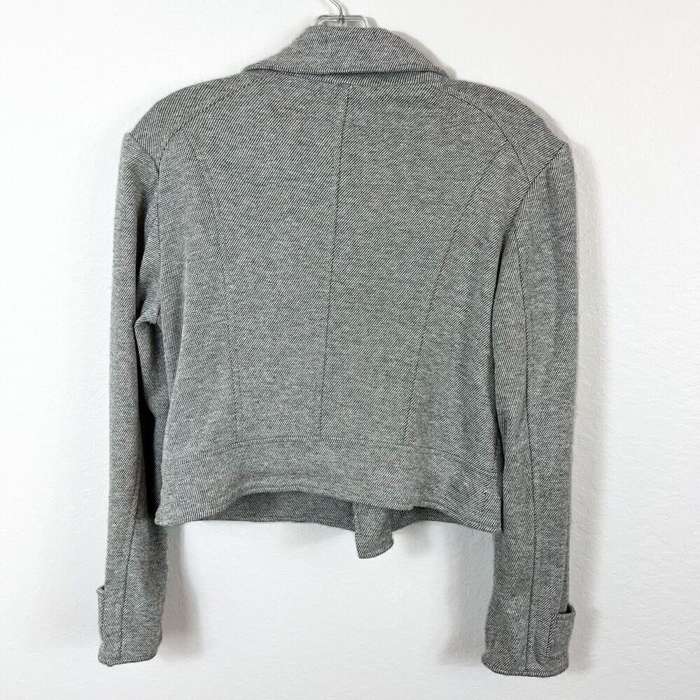ANTHROPOLOGIE UNDER SKIES Grey Cropped Moto Style Jacket Size Medium - Picture 9 of 12